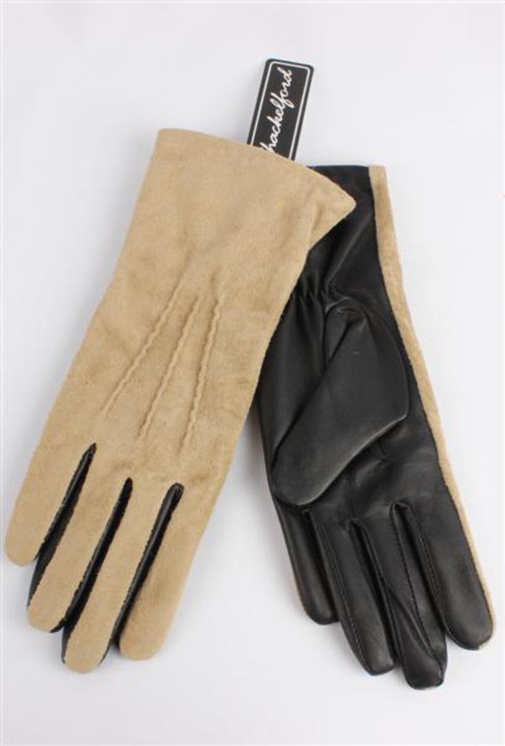 Ladies suede/leather glove beige/black Code:S/LL3269 image 0
